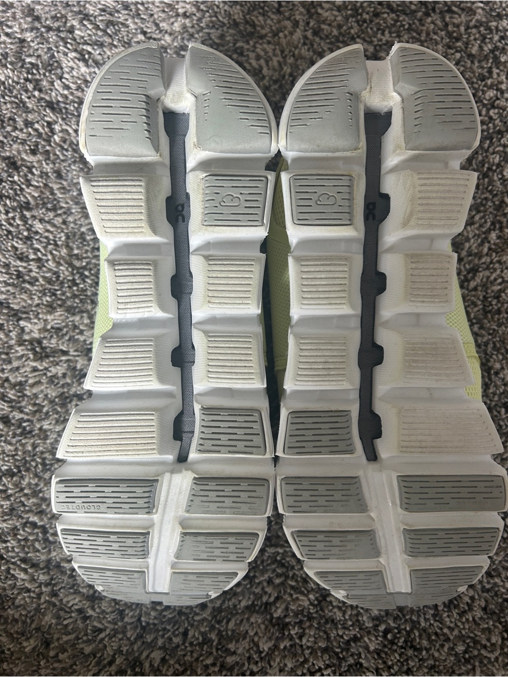 On Running Ladies' neon Yellow and Gray Cloudrunner Sneakers - Picture 3 of 4